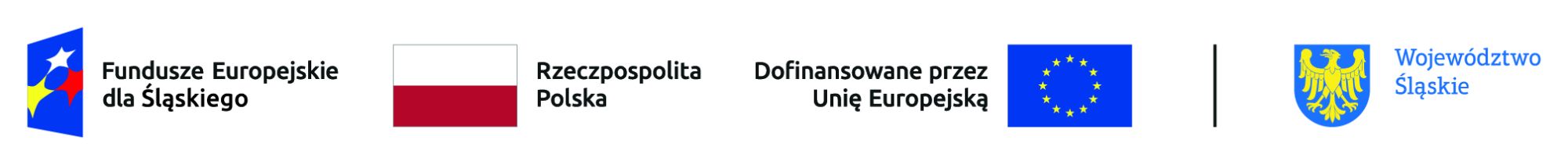 Logotypy: Fundusze Europejskie dla Śląskiego, RP, Dofinansowane przez UE, Województwo Śląskie.