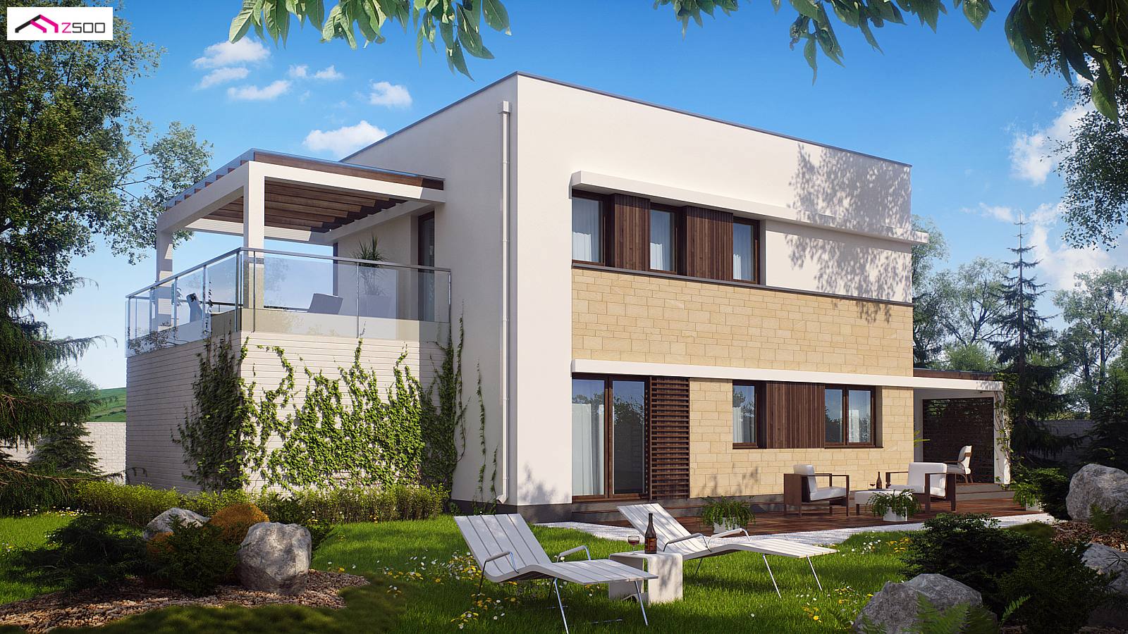 projekty domów drewnianych szkieletowych ZX63