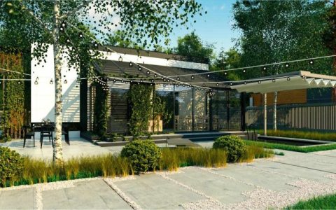 Mały drewniany domek o powierzchni 35 m²