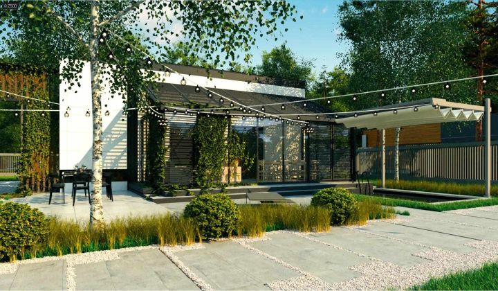 Mały drewniany domek o powierzchni 35 m²