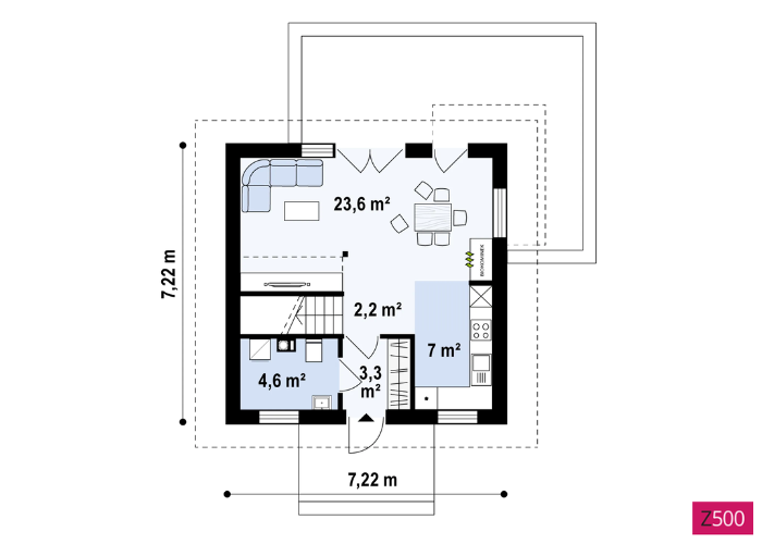 Mały, zgrabny i tani w budowie dom z 2 sypialniami na poddaszu i balkonami [https://z500.pl/projekt/1098/z264+d,maly-zgrabny-i-tani-w-budowie-dom-z-2-sypialniami-na-poddaszu-i-balkonami.html]
