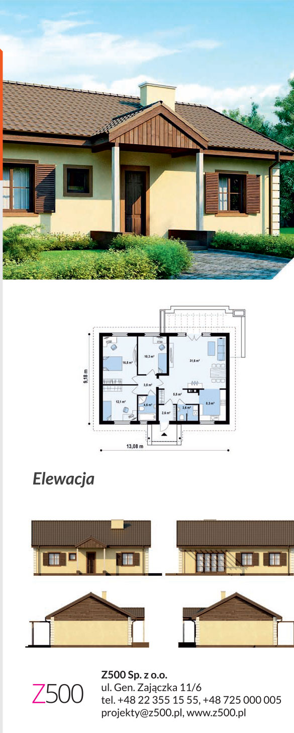 tanie projekty domów drewnianych - projekt z8