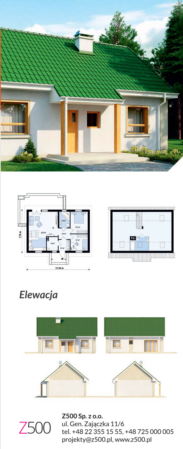 Tanie projekty domów drewnianych - projekt Z12