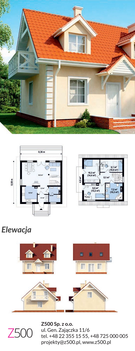 Tradycyjny projekt domu drewnianego - urokliwy dom Z4