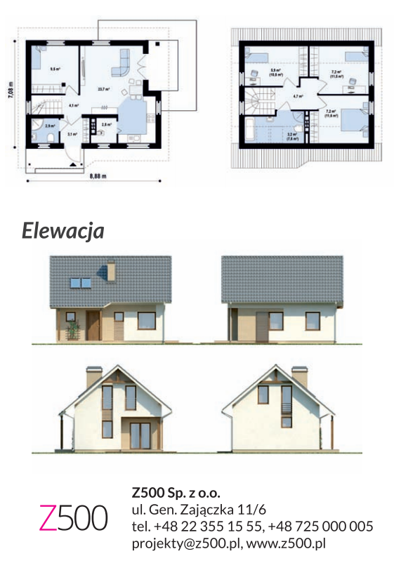 Drewniany dom szkieletowy Z71 - elewacja
